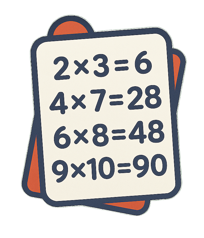 Illustrazione di un quaderno con alcune operazioni matematiche di tabelline