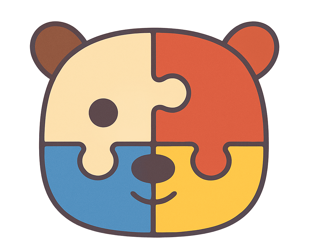 Illustrazione di unu puzzle a forma di faccia di un orsetto