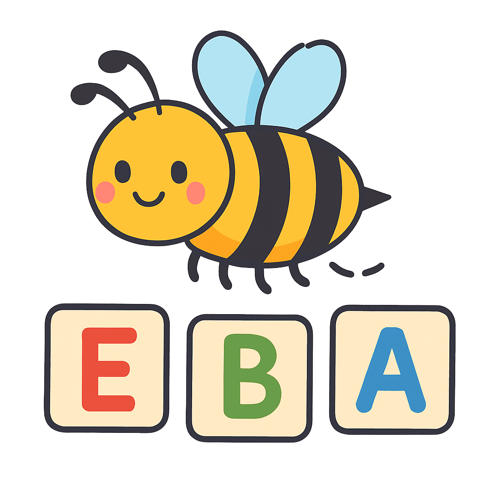 Illustrazione di un'ape con lettere sotto per formare il nome